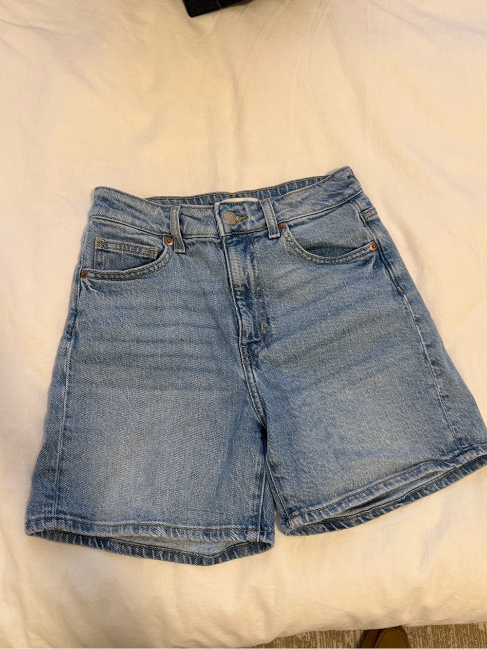 H&M Light Blue High-Rise Denim Shorts